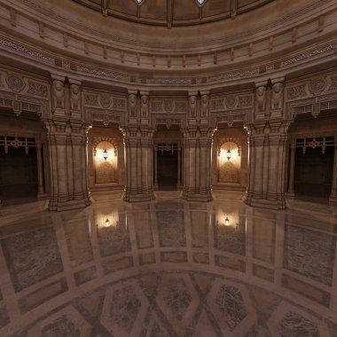 Yumuşak ışıklandırmalı fantezi katedrali