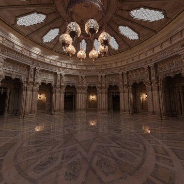 Yumuşak ışıklandırmalı fantezi katedrali