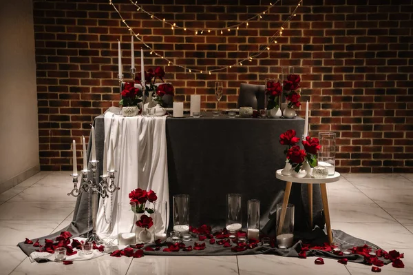 Ubicación Para Propuesta Matrimonio Sorpresa Establecimiento Mesa Restaurante Cita Romántica —  Fotos de Stock