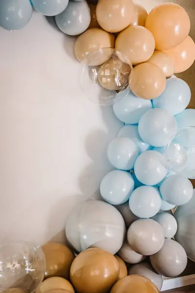 Details Arch Decorated Blue Brown Grey Balloons Photo Wall Decoration Royalty Free Stock Images