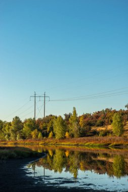 Nehir ve gölü olan güzel bir manzara.
