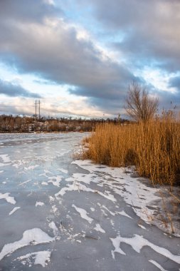 Kar ve ağaçlarla kaplı kış manzarası