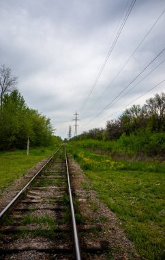 Yoldaki demiryolu rayları