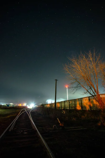 Estación Tren Por Noche —  Fotos de Stock