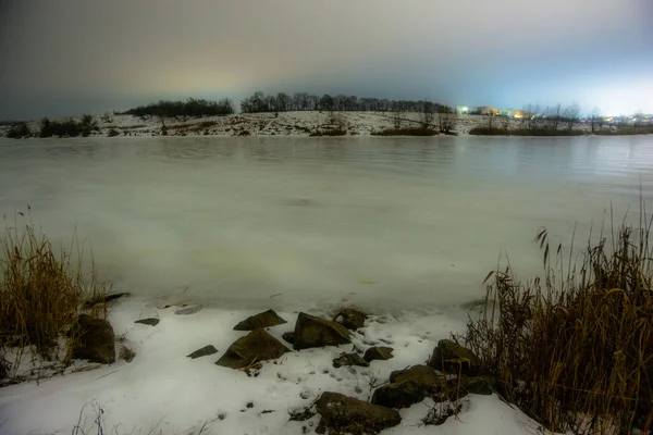 Bellissimo Paesaggio Invernale Con Neve Alberi — Foto Stock