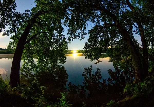 Magnifique Coucher Soleil Sur Lac — Photo