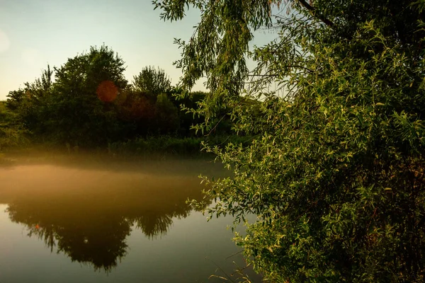 Красивий Пейзаж Річкою Озером — стокове фото