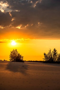 Çölde güzel bir gün batımı, doğa