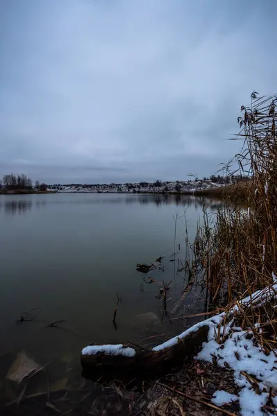 Beautiful Winter Landscape Frozen Lake — Stock Photo, Image