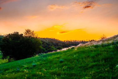 alanında renkli günbatımı