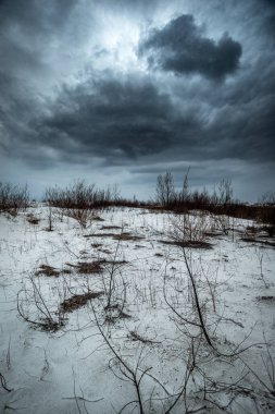 Baltık Denizi üzerinde kara fırtına bulutları. doğa, arkaplan