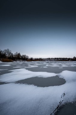 Karla kaplı ağaçlarla kaplı kış manzarası