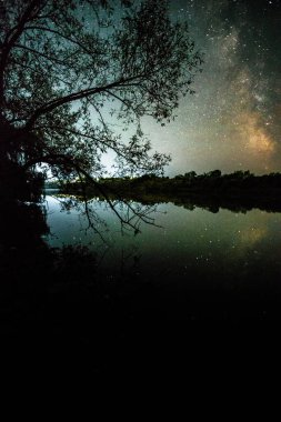 Yıldızlı ve samanyolu güzel gece gökyüzü