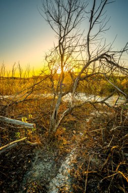 Gölün üzerinde güzel bir gün batımı