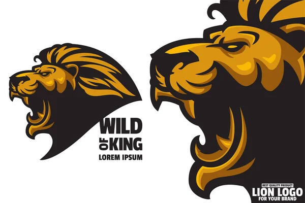 Сердитий Золотий Лев Голова Талісман Логотип Векторні Ілюстрації — стоковий вектор