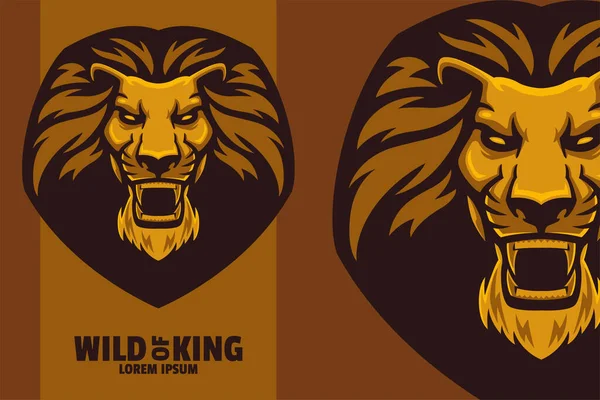 Сердитий Золотий Лев Голова Талісман Логотип Векторні Ілюстрації — стоковий вектор