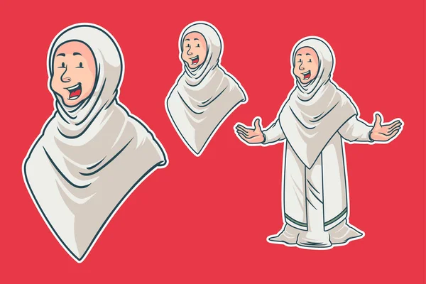 アラブのイスラム教徒の女性のキャラクターイラスト — ストックベクタ