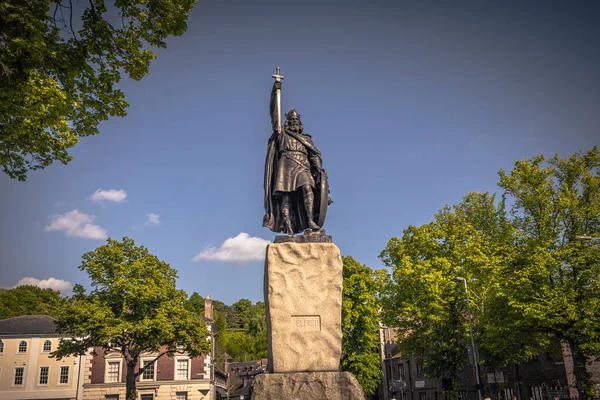 Винчестер Июня 2022 Статуя Короля Альфреда Великого Средневековом Городе Винчестер — стоковое фото