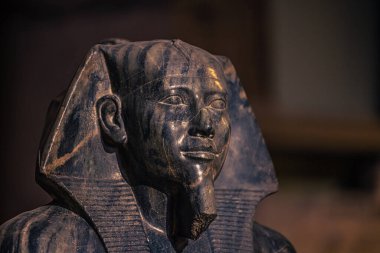 Kahire, Mısır - 13 Kasım 2021: Kahire, Mısır 'daki Kahire Müzesi' ndeki Antik Mısır heykelleri