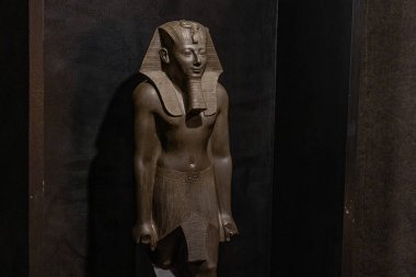 Luxor, Mısır - 19 Kasım 2021: Luxor, Mısır 'daki Eski Mısır Müzesi Heykeli