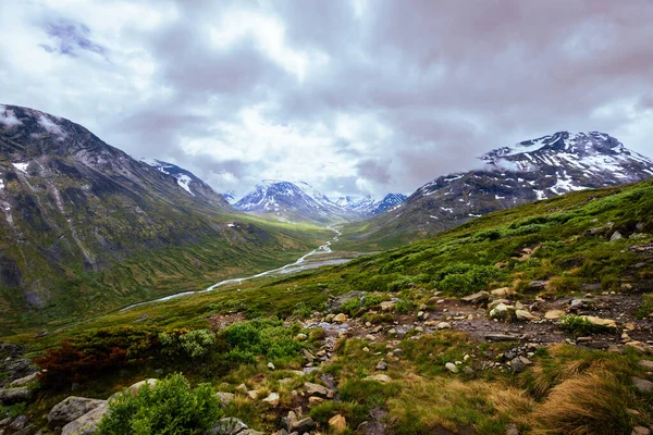 Galdhopiggen Noruega Julho 2023 Paisagem Montanhosa Caminhada Até Pico Galdhopiggen — Fotografia de Stock