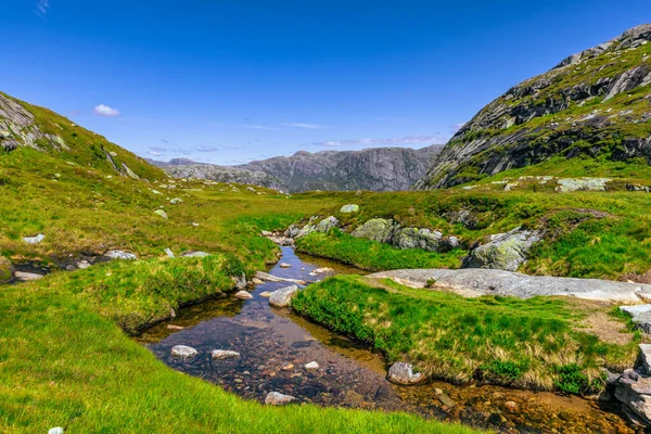 Kjerag Noorwegen Juli 2023 Het Epische Berglandschap Beroemde Kjerag Wandeling — Stockfoto