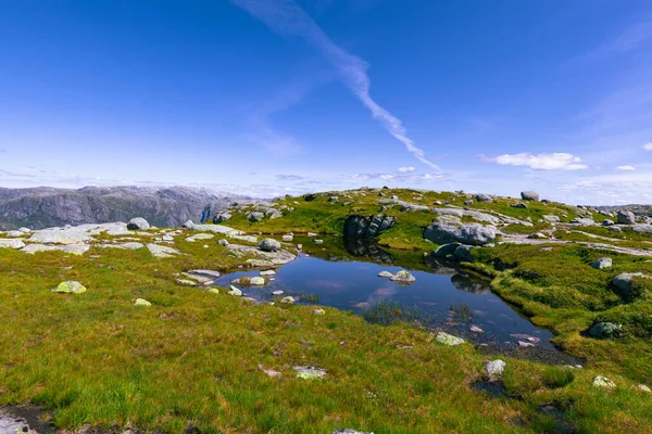 Kjerag Norvège Juillet 2023 Paysage Montagne Épique Lors Célèbre Randonnée — Photo
