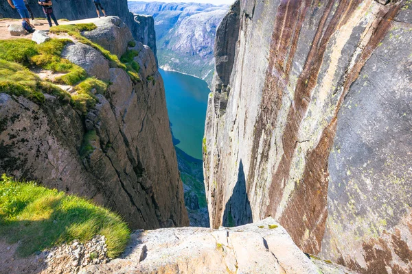 stock image Kjerag, Norway - July 5th, 2023: The epic mountain landscape on the famous Kjerag hike in southern Norway