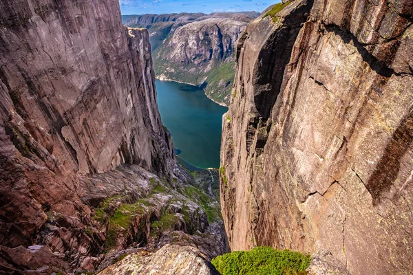 Stock image Kjerag, Norway - July 5th, 2023: The epic mountain landscape on the famous Kjerag hike in southern Norway