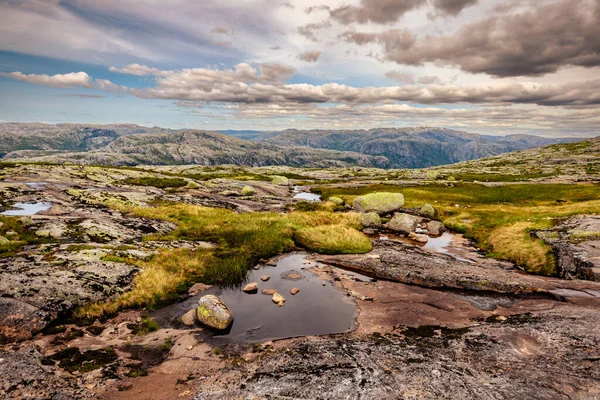 Kjerag Norway July 5Th 2023 Epic Mountain Landscape Famous Kjerag — 图库照片