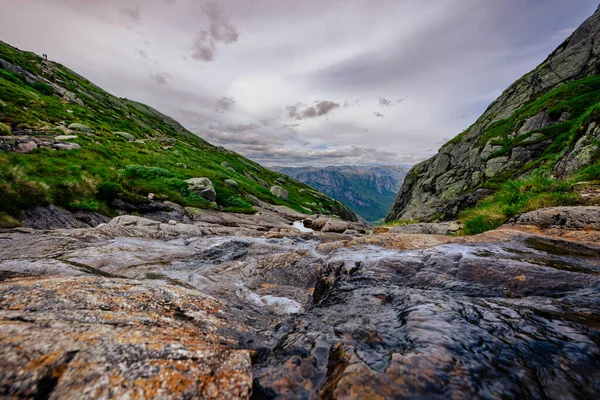 Kjerag Norway July 5Th 2023 Epic Mountain Landscape Famous Kjerag — 图库照片