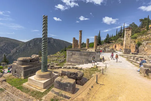 stock image Delphi, Greece, May 4th 2024: The legendary Archaeological ruins of the oracle of Delphi, Greece