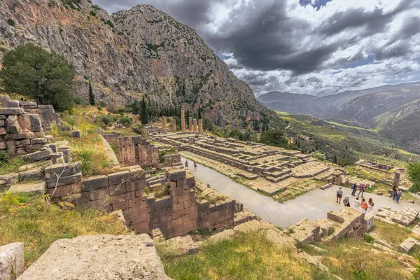 stock image Delphi, Greece, May 4th 2024: The legendary Archaeological ruins of the oracle of Delphi, Greece