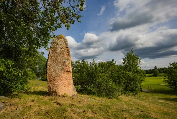 stock image Ancient Viking runestone in the counryside of centrsl Sweden