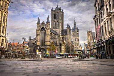 Gent - 5 Kasım 2022: Ortaçağ 'ın eski Gent kasabası, Belçika