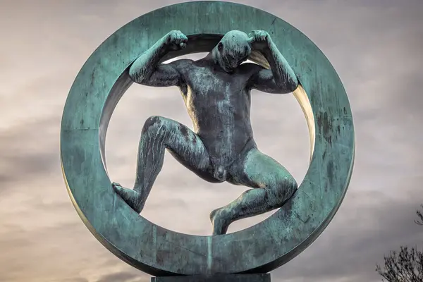 stock image Oslo - February 11 2023: Statues in the famous Vigeland Park in Oslo, Norway