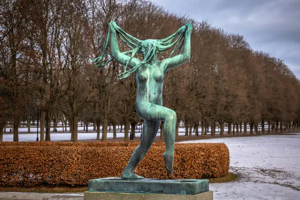 stock image Oslo - February 11 2023: Statues in the famous Vigeland Park in Oslo, Norway