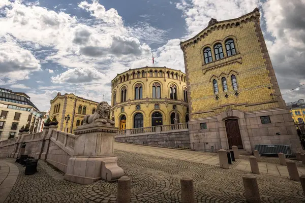 stock image Oslo - February 12 2023: The Parliament building of Oslo, Norway