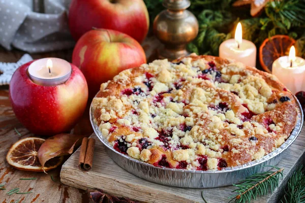 Fruit Tart Covered Crumble Party Dessert — Stock Photo, Image