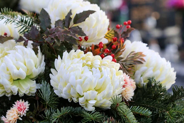 Beau Bouquet Fleurs Artificielles Chrysanthème Décor Fête — Photo