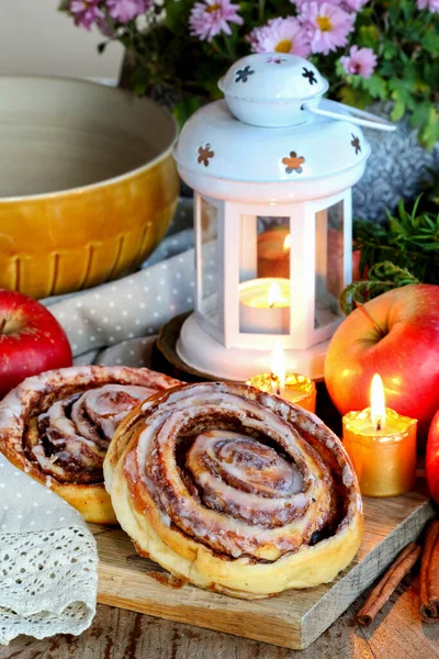 Kanelbulle Traditional Swedish Cinnamon Roll Festive Decor — Stock Photo, Image
