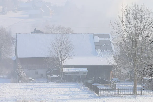 Misty Landscape Morning Winter Time — Stock Photo, Image