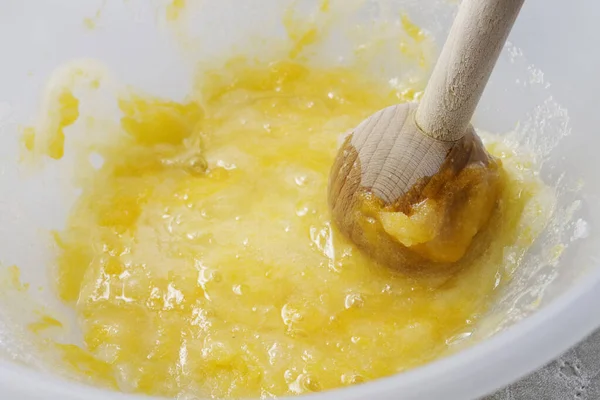 Preparing Butter Eggs Baking Cake — Stock Photo, Image