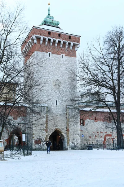 Florian Kapısı Veya Florian Kapısı Krakow Polonya Daki Gotik Kule — Stok fotoğraf