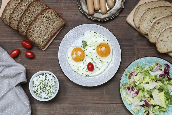 Una Mesa Desayuno Con Varios Alimentos Alimento Saludable — Foto de Stock