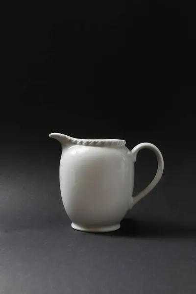 White Porcelain Pitcher Black Background Graphic Resources — Stock Photo, Image