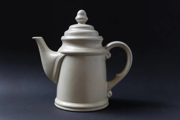 White Porcelain Teapot Black Background Graphic Resources — Stock Photo, Image