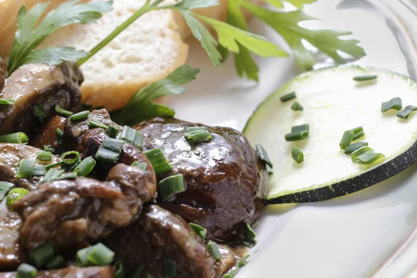 Sült Gomba Zöldségekkel Kenyérrel Ebédidő — Stock Fotó