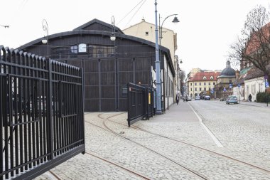 Kazimierz mahallesindeki eski tenements, Krakow, Polonya.