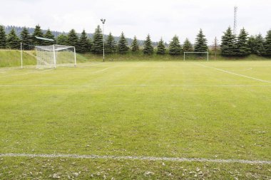 Futbol oynamak için çim sahası. Spor alanı